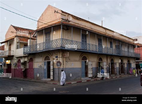 Old colonial architecture at St Louis (Saint-Louis) Ndar , Senegal Stock Photo, Royalty Free ...