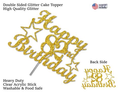 82nd Birthday Cake Topper Double Side Glitter Adult Party Etsy