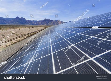 View Of Solar Panels In The Mojave Desert Stock Photo 104076974