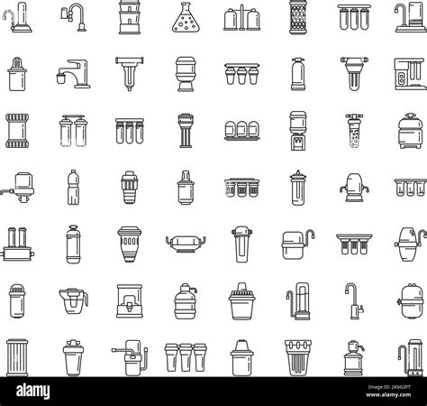 Equipment For Water Purification Icons Set Outline Vector Filter