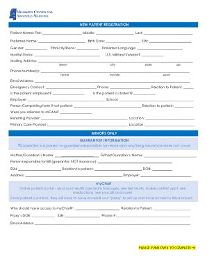 Fillable Online New Patient Registration Form The Manor Surgery Fax