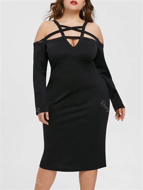 Off Plus Size Cut Out Strappy Bodycon Dress Rosegal