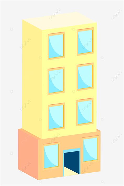 Tall Building Clipart Vector 2 5d Yellow Tall Building Illustration