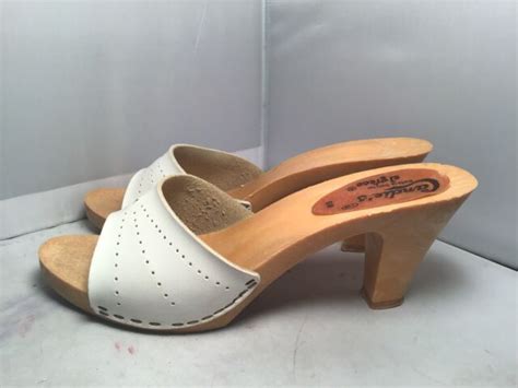 Vintage 1980s Candies Original Sandals White High Heels Slides 6 37