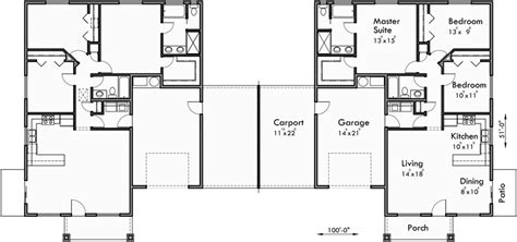 Duplex Plans With Garage In Middle - Bios Pics