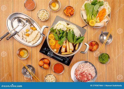 Enjoy Eating Shabu Shabu And Sukiyaki In Hot Pot Stock Photo Image Of Beef Korea