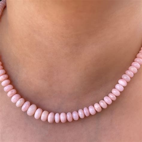 Collier De Perles Opales Roses 100 CT Perles Lisses De Etsy