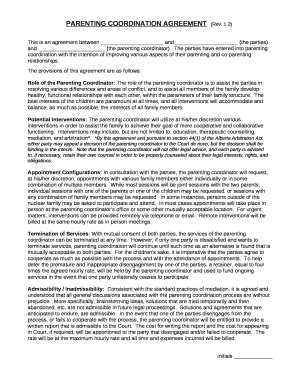 PARENTING COORDINATION AGREEMENT Rev Doc Template PdfFiller