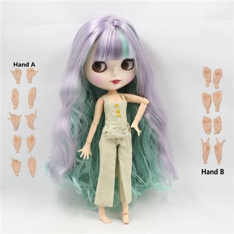 Neo Blythe Doll Purple Green Hair Jointed Body Purple And Green Hair