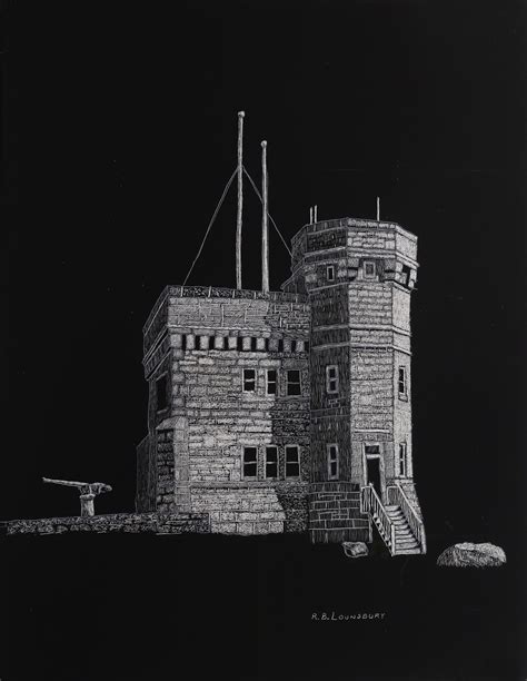 Cabot Tower - Signal Hill - St. John's - Scratchboard Cabot Tower, Signal Hill, Scratchboard Art ...