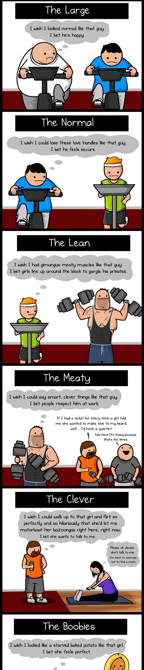 At the gym: who is looking at whom - The Oatmeal