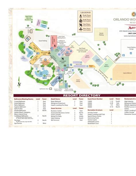 World Center Marriott Resort Map & Directory