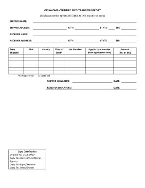 Fillable Online Interstate Transfer Certificate Of Bulk Seed Fax Email