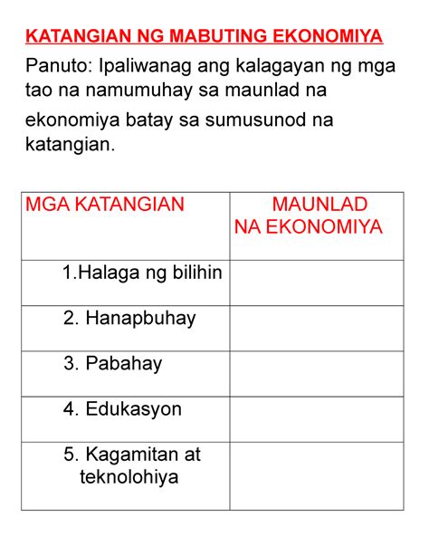 Katangian NG Mabuting Ekonomiya KATANGIAN NG MABUTING EKONOMIYA