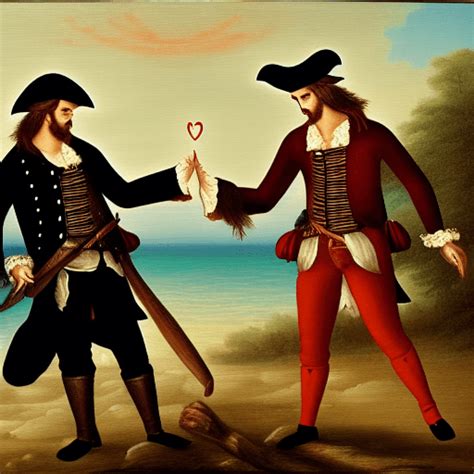 A Romantic Painting Of Two Male Pirates In Love · Creative Fabrica