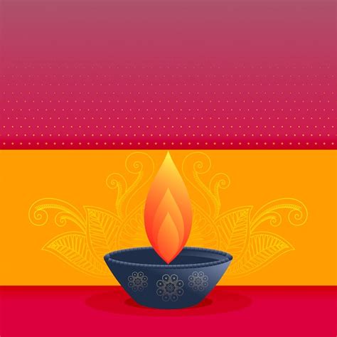 Free Vector Elegant Diwali Festival Greeting Card Design With Diya