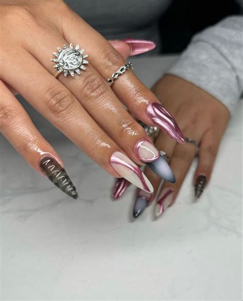 Nailsbyxojess On Instagram Pretty In Pink And Black