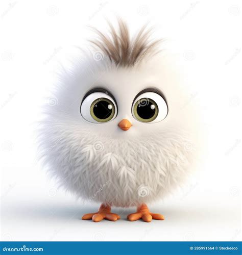 Charming Cartoon Bird with Big Eyes - Fluffy and Cute 3d Animation Icon ...