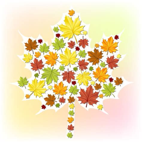 Autumn Leaf Made From Small Leaves Royalty Free Stock Photography