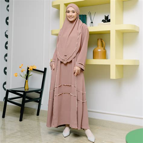 Jual Lozy Hijab Khansa Abaya Set Gamis Umroh Haji Abaya Set Kerudung