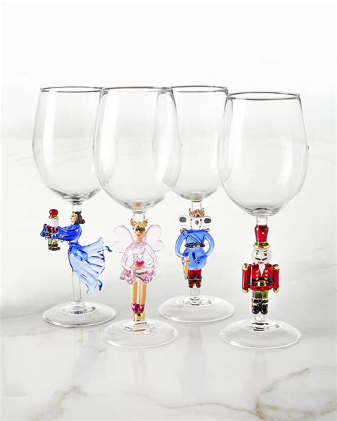 Neiman Marcus Christmas Nutcracker Suite Wine Glasses - Set of 4 ...