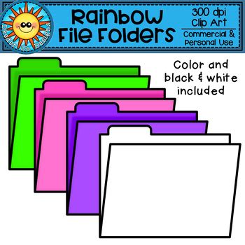 Rainbow File Folder Clip Art by Deeder Do Designs | TpT