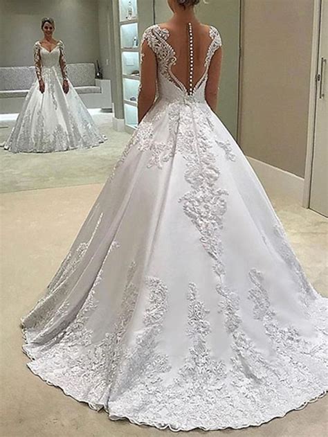 Ts Engagement Formal Wedding Dresses Ball Gown Sweetheart Long Sleeve