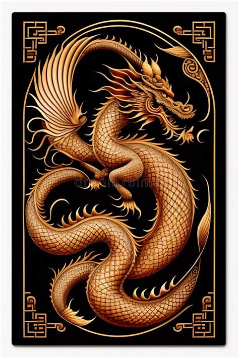 Golden Japanese Dragon for Printing on Paper and for Tattoo Design Stock Illustration ...