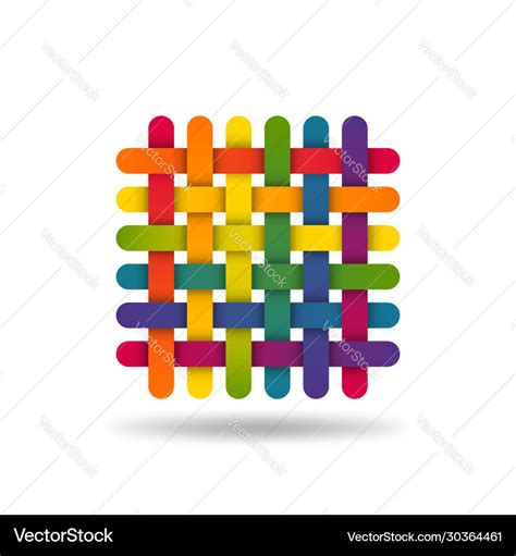 Rainbow Coloured Interwoven Threads Textile Vector Image