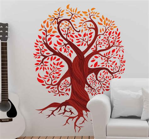 Sticker Arbre De Vie Rouge TenStickers