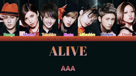 AAA トリプルエー ALIVE Color Coded Kan Rom Eng Lyrics YouTube