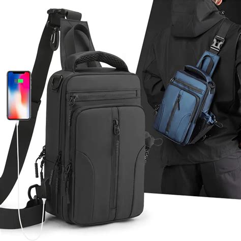 Multifunction Crossbody Bag Men Usb Charging Chest Pack Short Trip