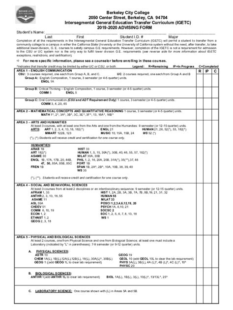 Fillable Online Bcc Igetc Fillable Pdf Berkeley City College Fax