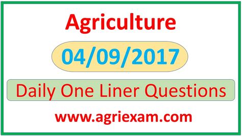 Daily One Liner Questions 6 Agri Exam Is A Easy Way Of Agricultural