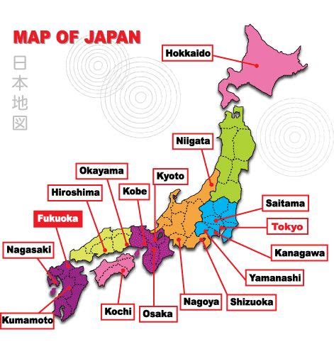 Map Of Japan With Some Of Its Major Cities Japan Map Hiroshima Japan