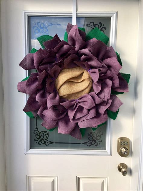 Flower Burlap Wreath Spring Wreath Front Door Decor Etsy