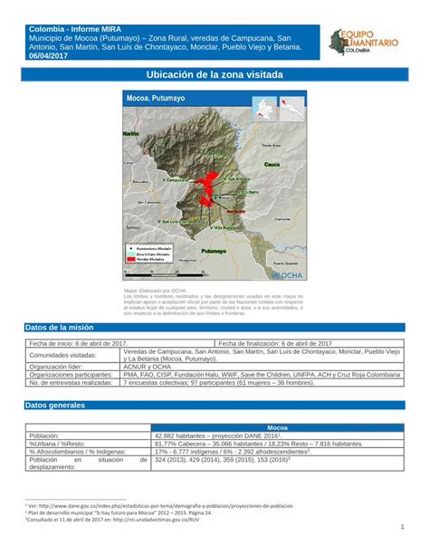 Pdf Ubicaci N De La Zona Visitada Humanitarianresponse Municipio