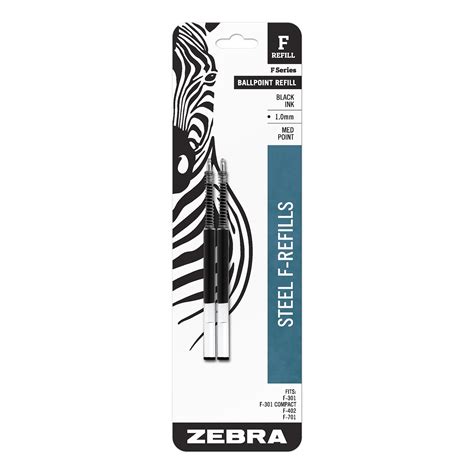 Zebra Steel Ballpoint Ballpoint Pen Refill Medium Point Black Ink 2