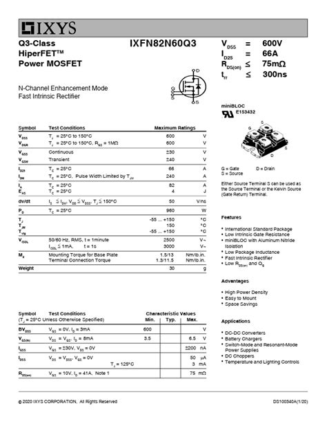 IXFN82N60Q3 Datasheet PDF Stock And Price IXYS MOSFET Distributor