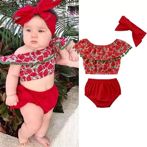 Ropa Moda Para Niña Bebe Estampado Sandias Conjunto Rojo Mercado Libre