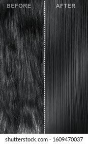 black hair   treatment straightening stock photo