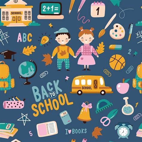 Premium Vector Back To School Seamless Pattern Vector Illustration