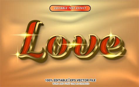 Premium Vector Love Gold 3d Text Effect Template Design