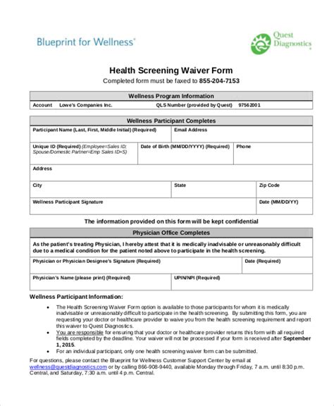 Free Sample Health Screening Forms In Pdf Ms Word Excel