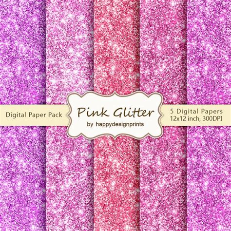 Pink Glitter Texture Digital Paper Pack Of 5 300dpi Etsy Digital