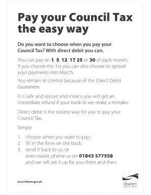 Fillable Online Thanet Gov Pay Your Council Tax The Easy Way Thanet