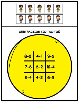 Subtraction Tic Tac Toe Full Moon By Manataka Cottage Tpt