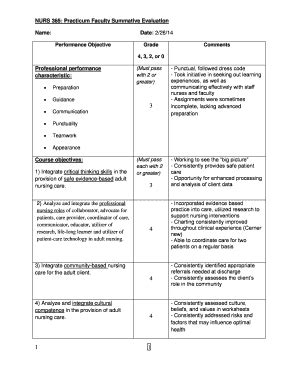 Fillable Online NURS 365 Practicum Faculty Summative Evaluation Fax