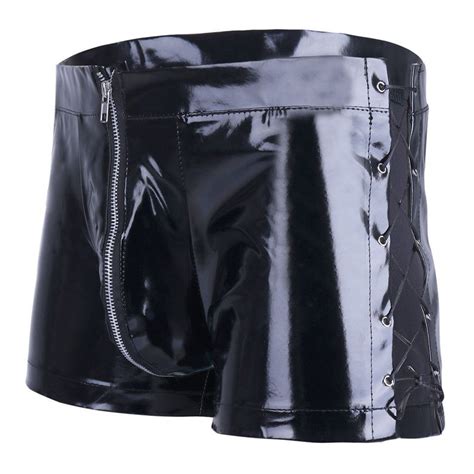 L Xxl Plus Size Patent Leather Latex Wetlook Sexy Gays Boxer Shorts Men