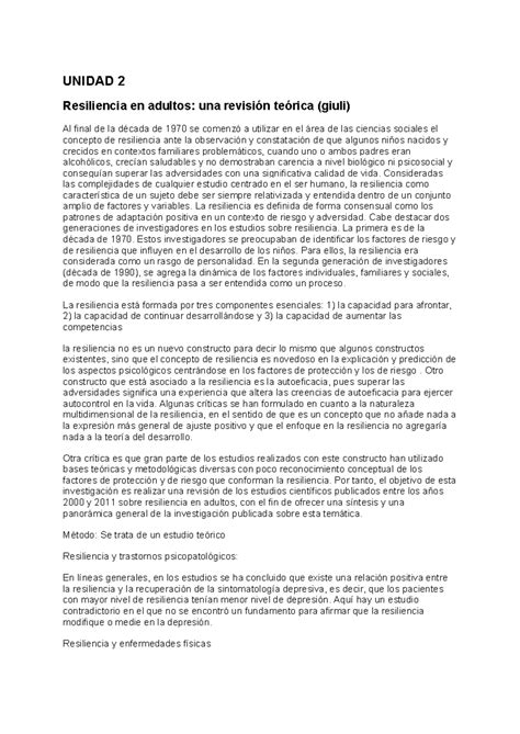 Unidad Summary Psicolog A De La Vida Adulta Y De La Vejez Unidad